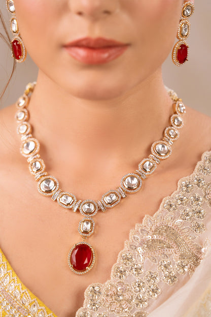Rashi Kundan Polki Embellished Necklace Set 