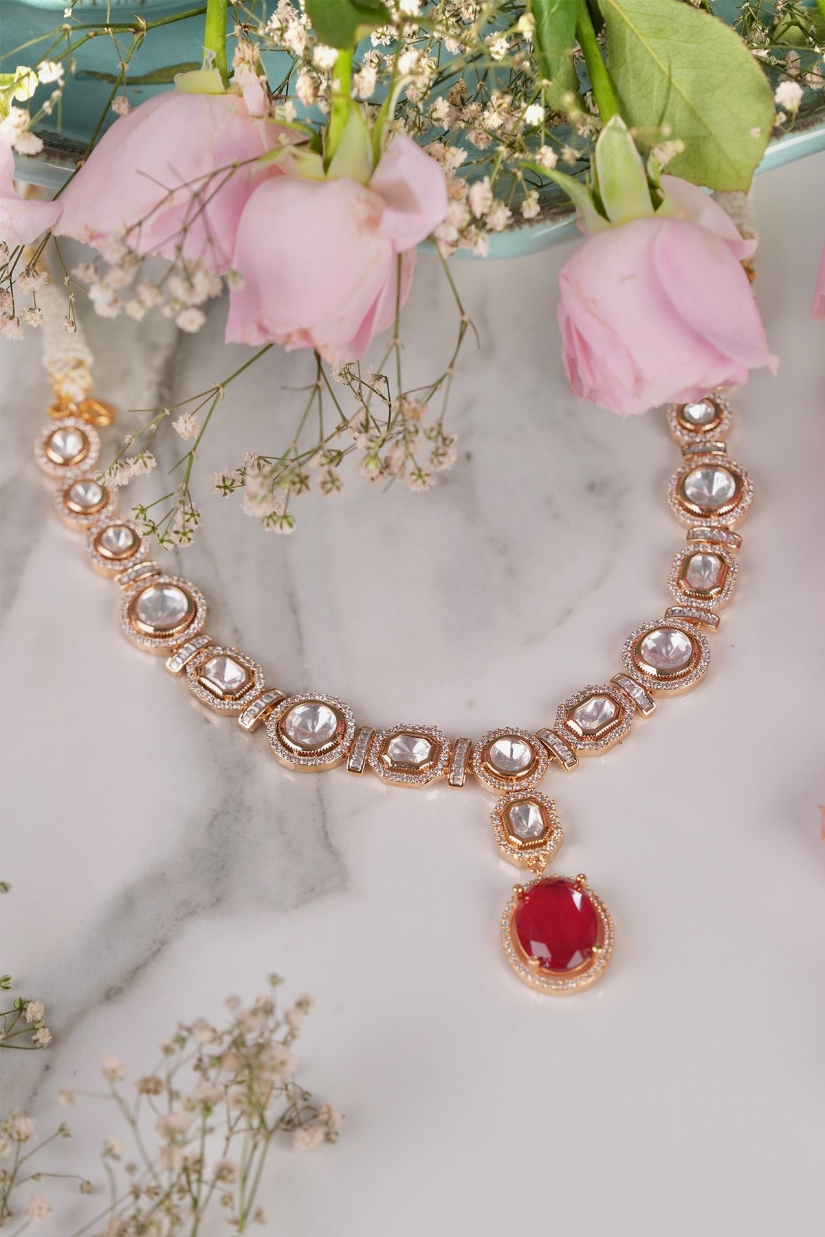 Rashi Kundan Polki Embellished Necklace Set 
