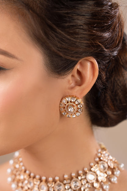 Kundan Polki Pearl Necklace & Earring Set 