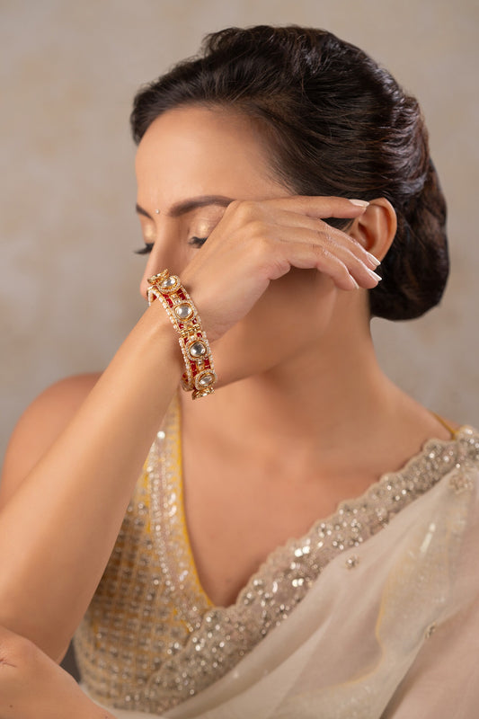 Shreedevi Kundan Polki Embellished Kada - Single Pc 