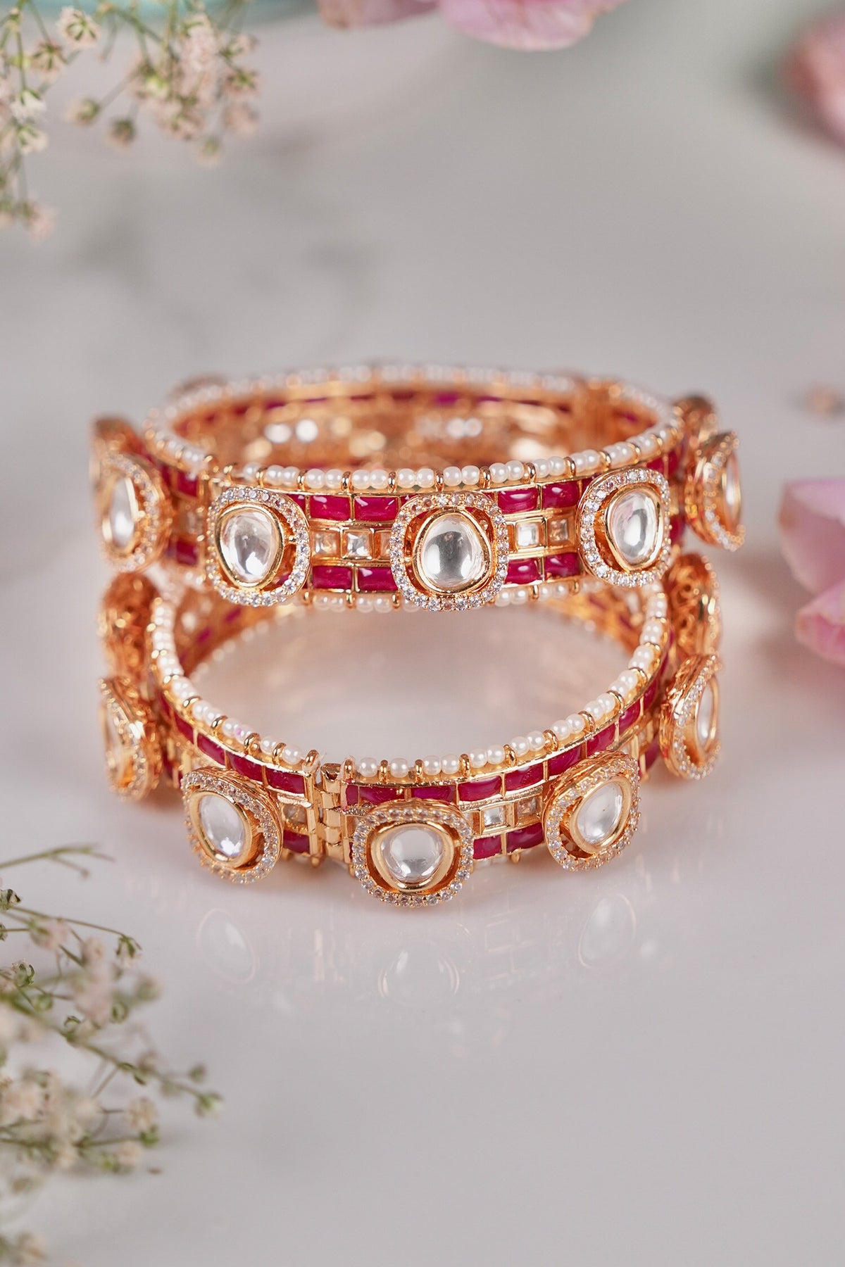 Shreedevi Kundan Polki Embellished Kada - Single Pc 