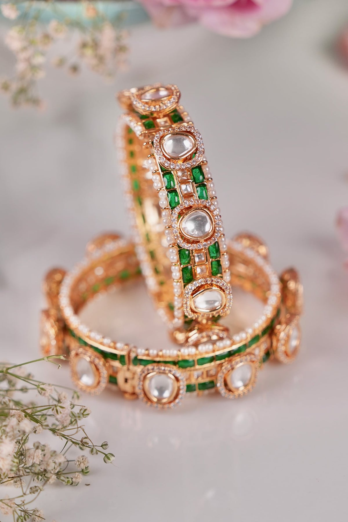 Shreedevi Kundan Polki Embellished Kada - Single Pc 