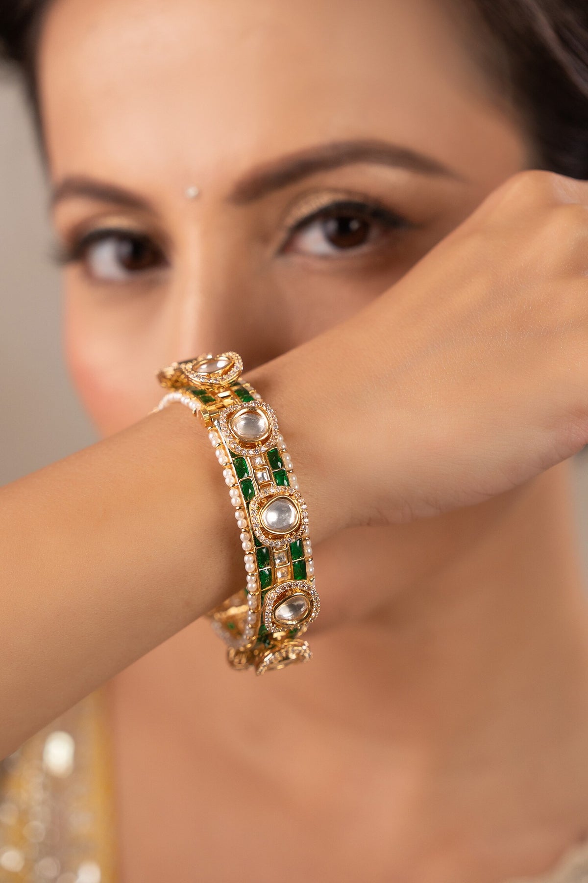 Shreedevi Kundan Polki Embellished Kada - Single Pc 