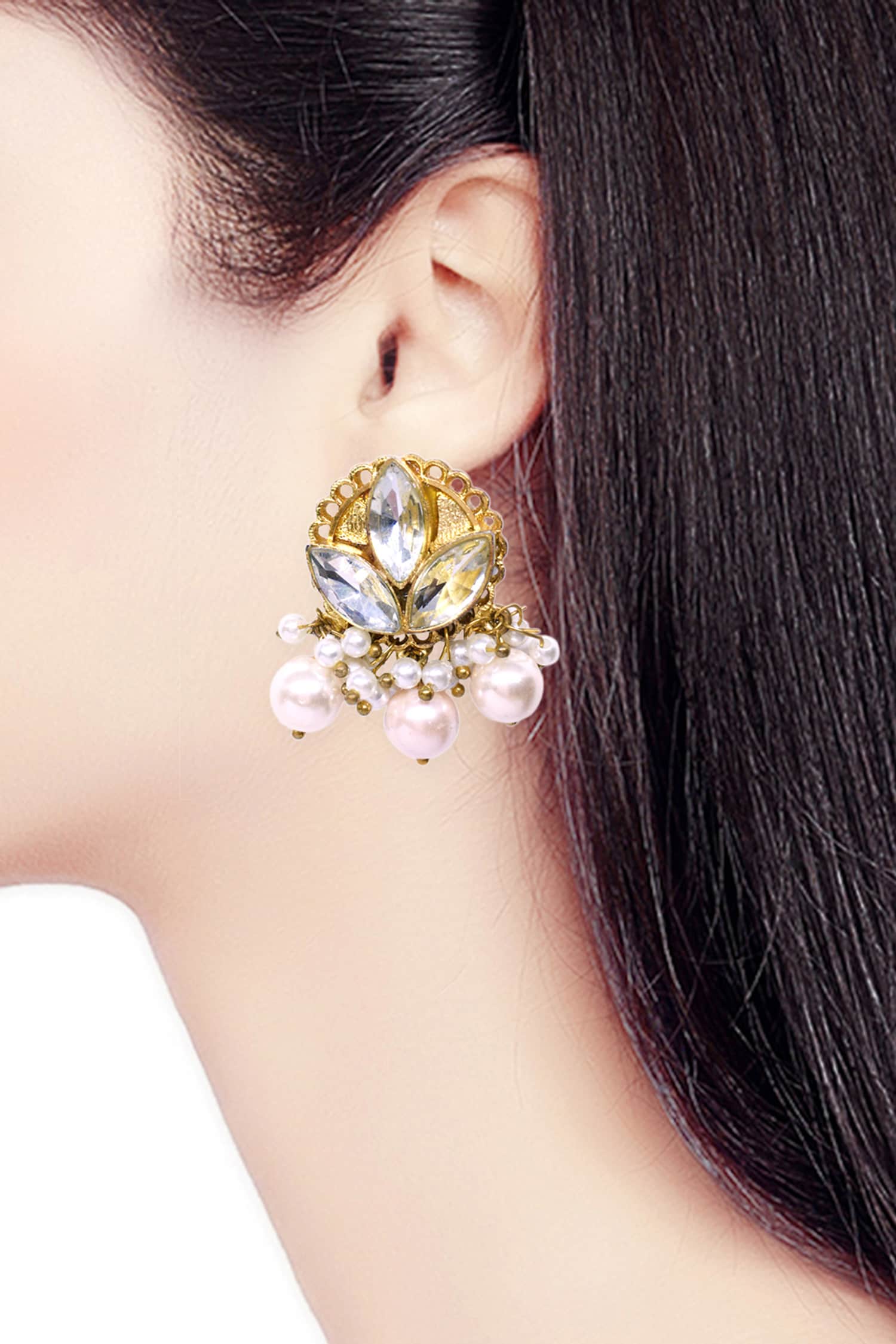 Petal Bloom Pearl Drop Earrings 