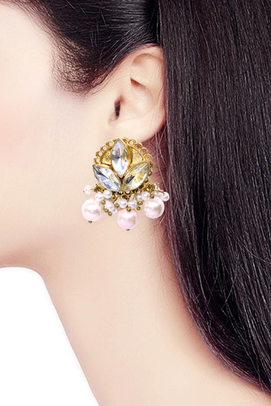 Petal Bloom Pearl Drop Earrings 