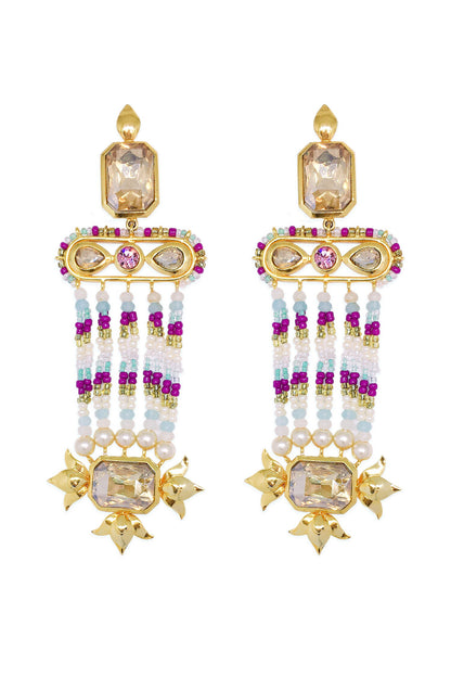 Phool Embellished Chandelier Earrings 