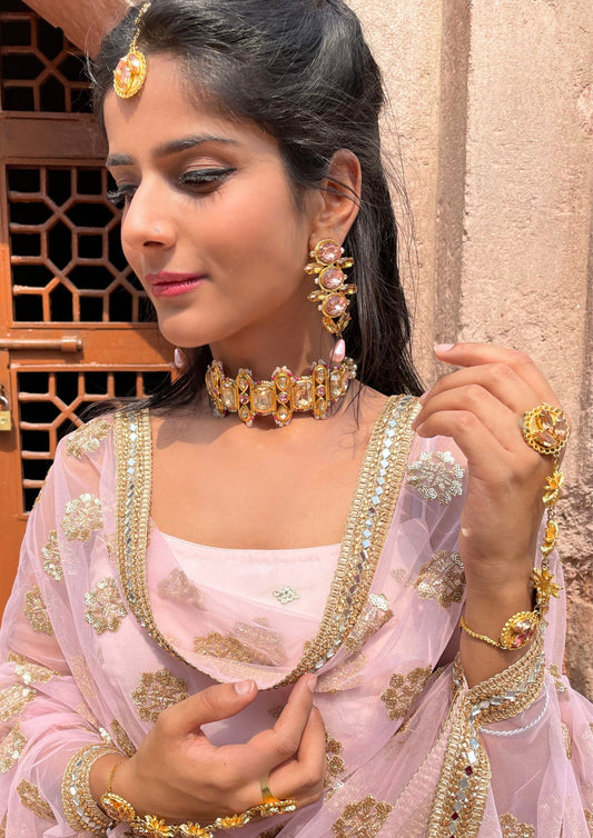 Quad Blossom Embellished Choker 