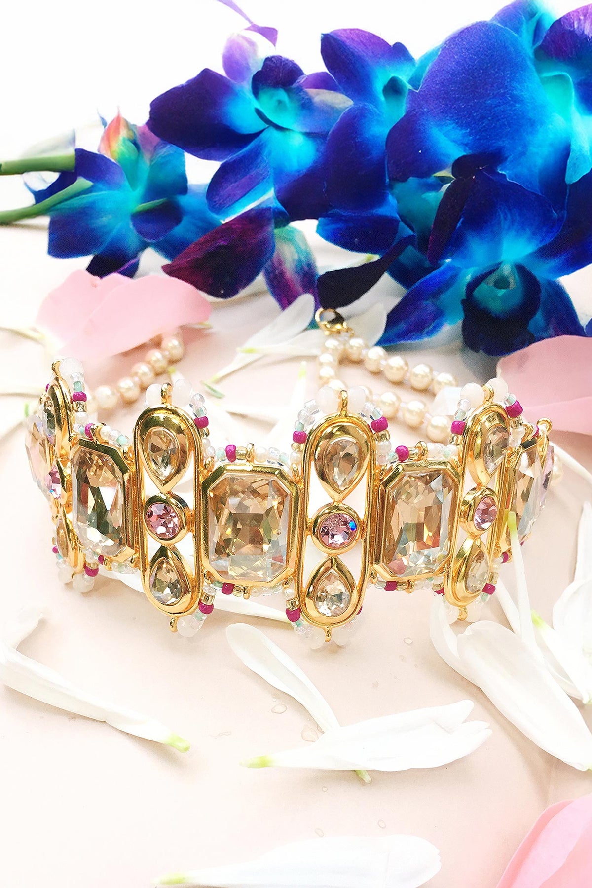 Quad Blossom Embellished Choker 