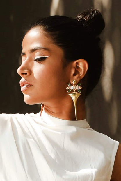 Floral Spike Tribe Embellished Earrings 