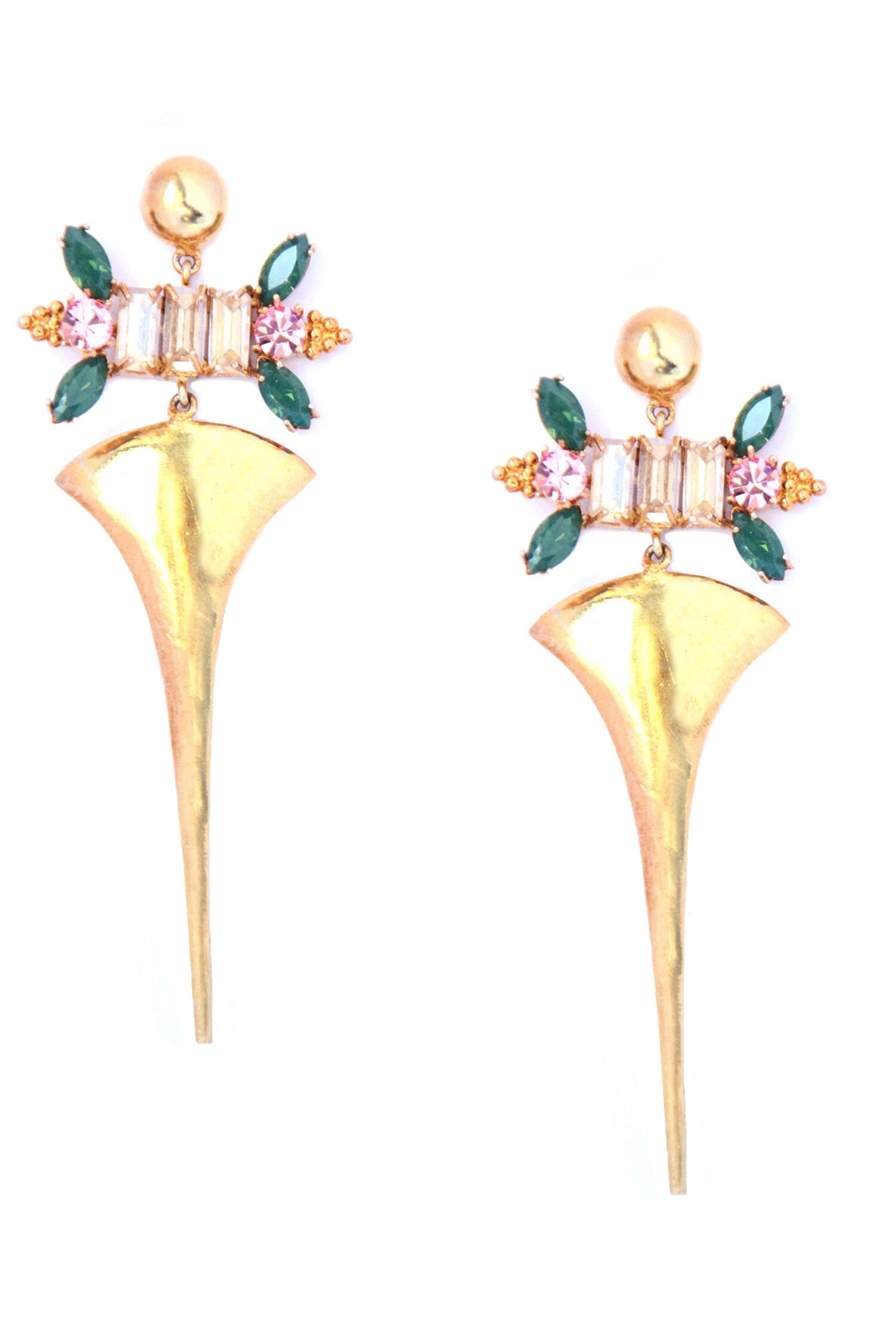 Floral Spike Tribe Embellished Earrings 