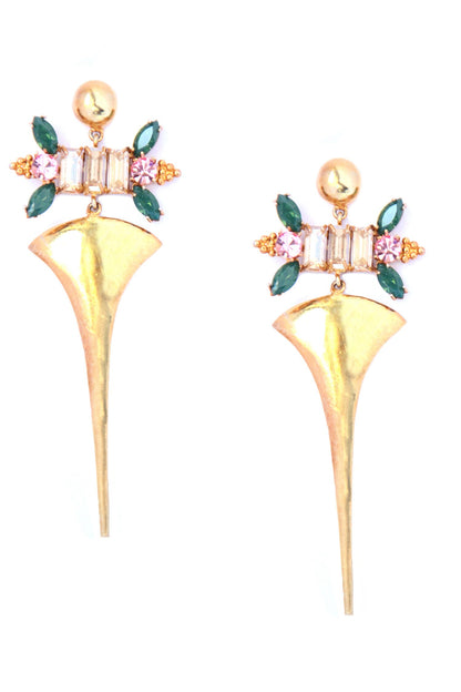 Floral Spike Tribe Embellished Earrings 