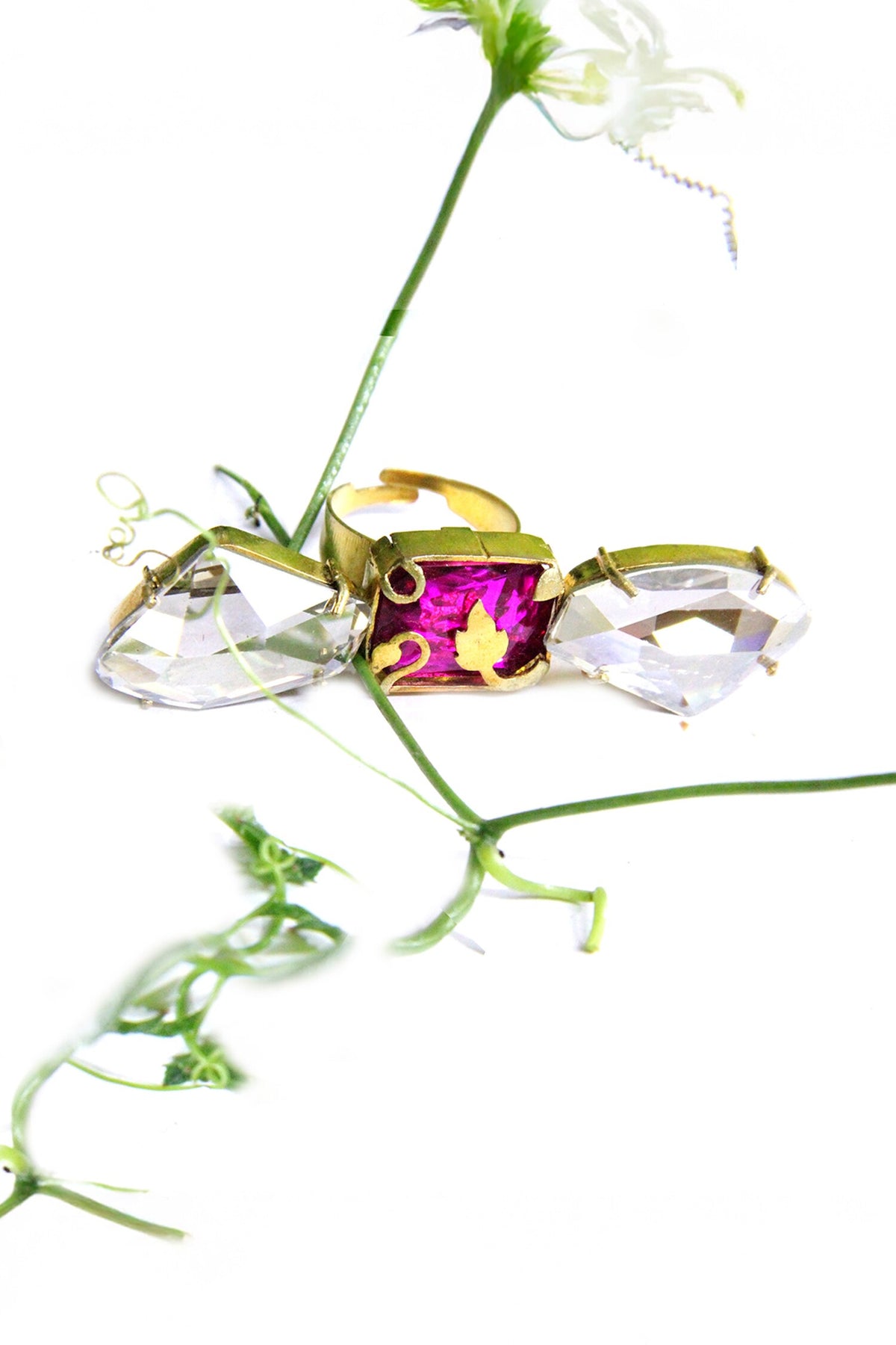 Inflorescence Flower Vine Cocktail Ring 