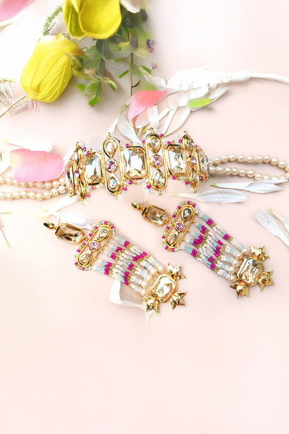 Phool Embellished Chandelier Earrings 