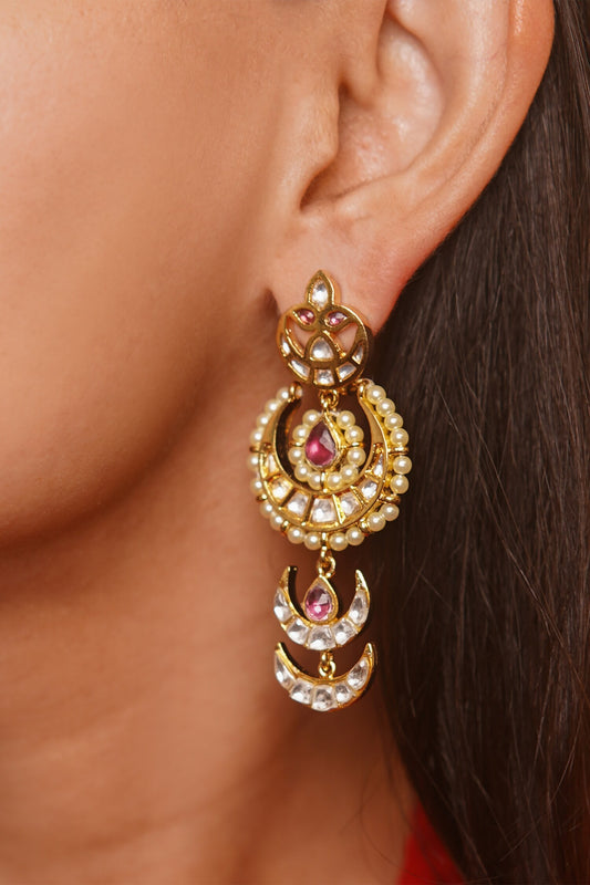 Kundan & Pearl Layered Chandbalis 