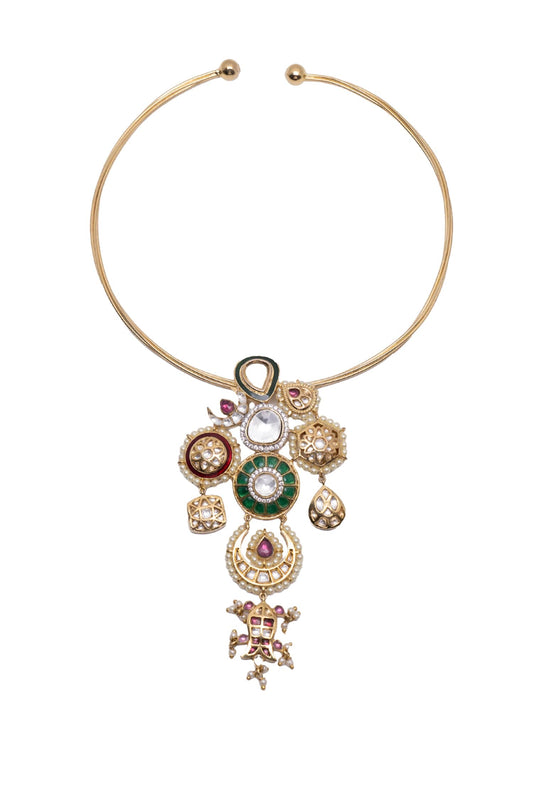 Rhodium Plated Floret Pendant Necklace 