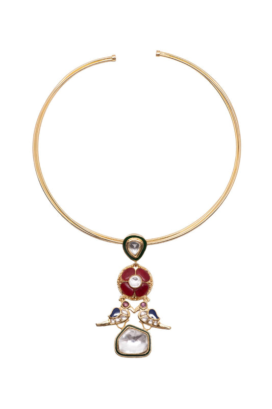 Rhodium Plated Bird Pendant Necklace 