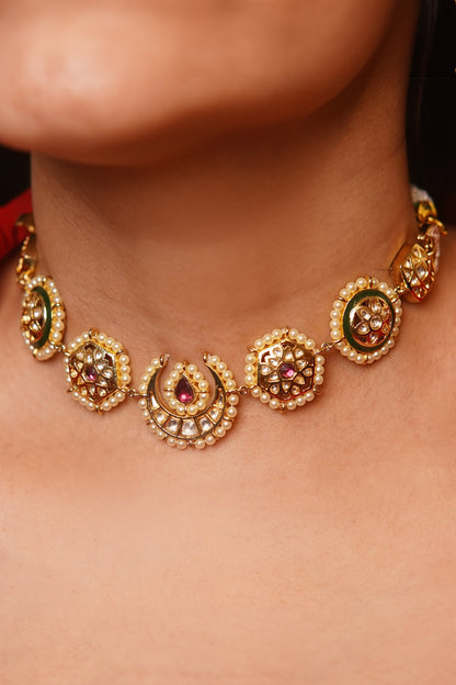 Rhodium Plated Floral Choker 