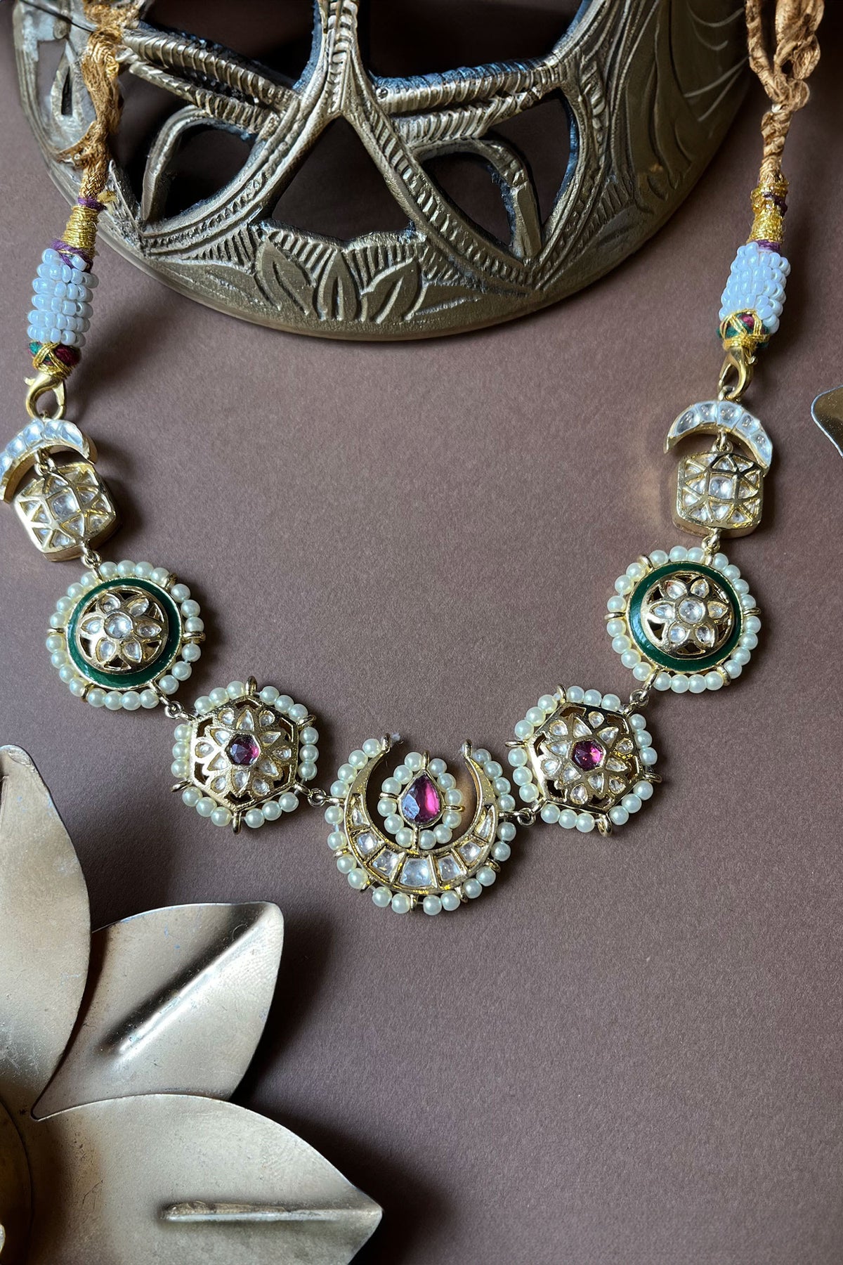 Rhodium Plated Floral Choker 
