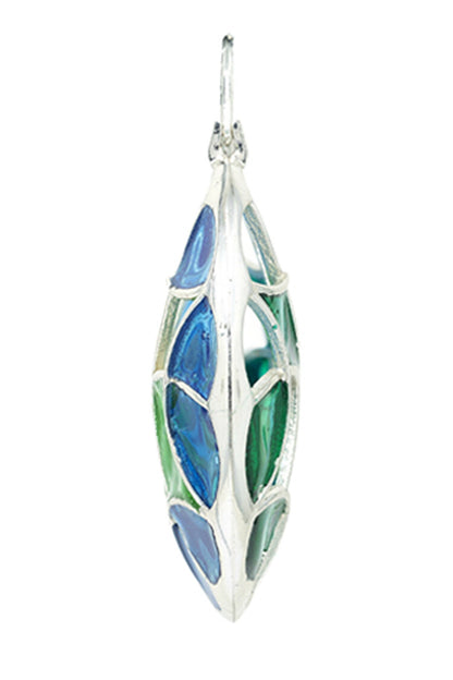 Enamel Embellished Silver Hoops 