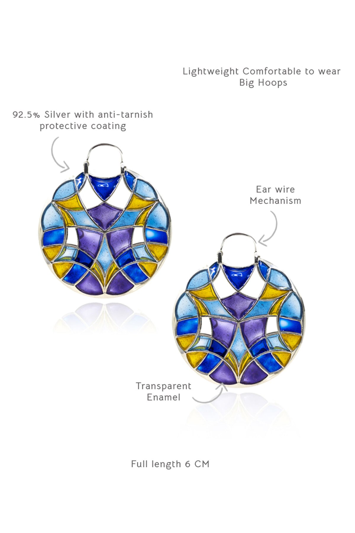 Polychrome Enamel Hoop Earrings 