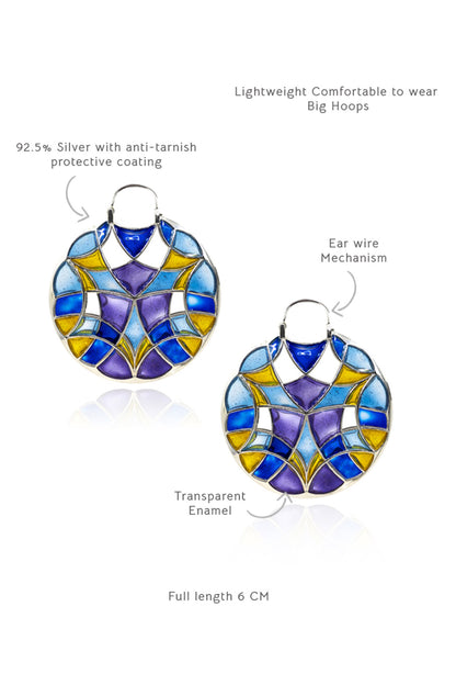 Polychrome Enamel Hoop Earrings 