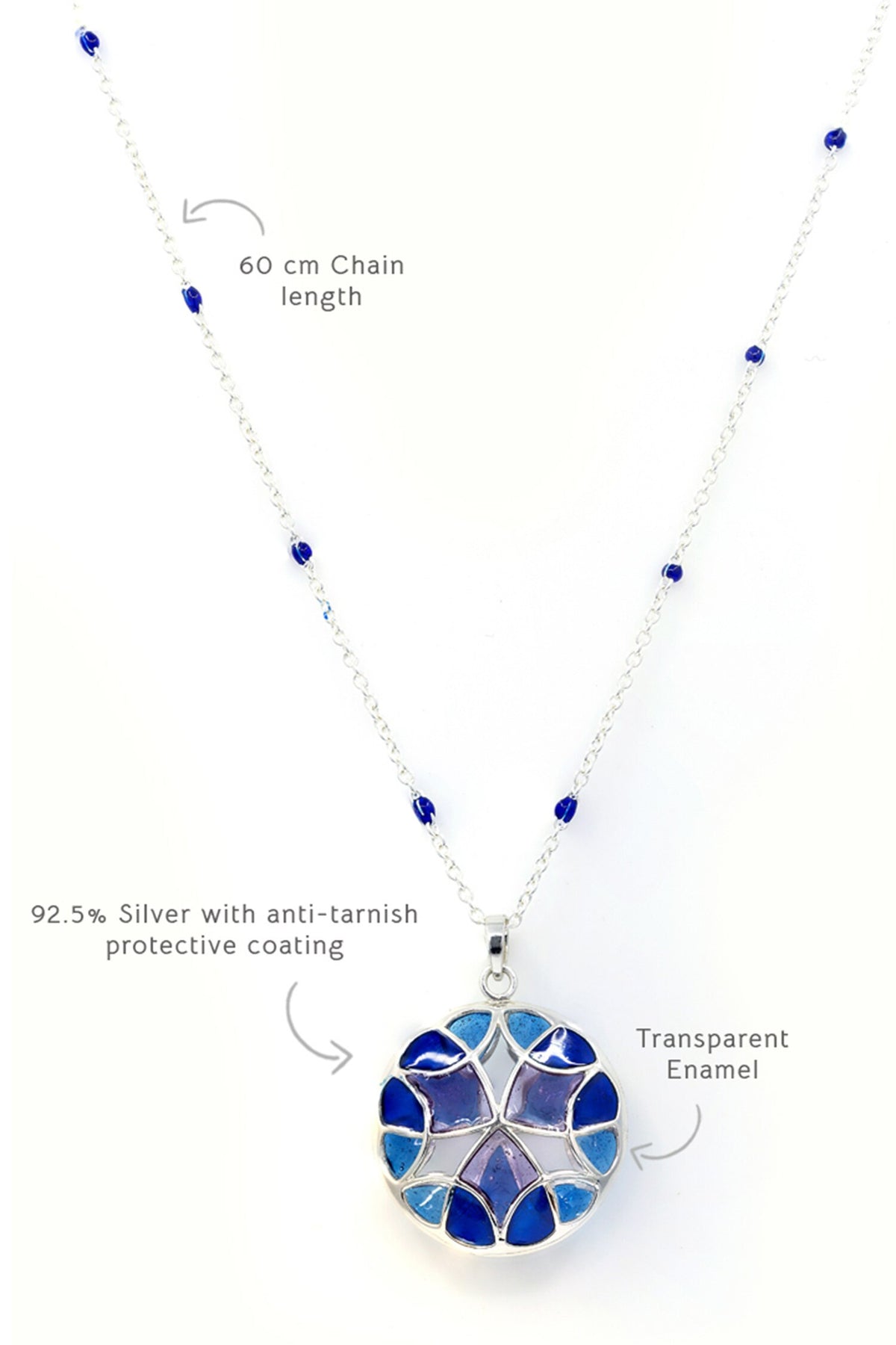 Blue & Purple Enamel Pendant Necklace 