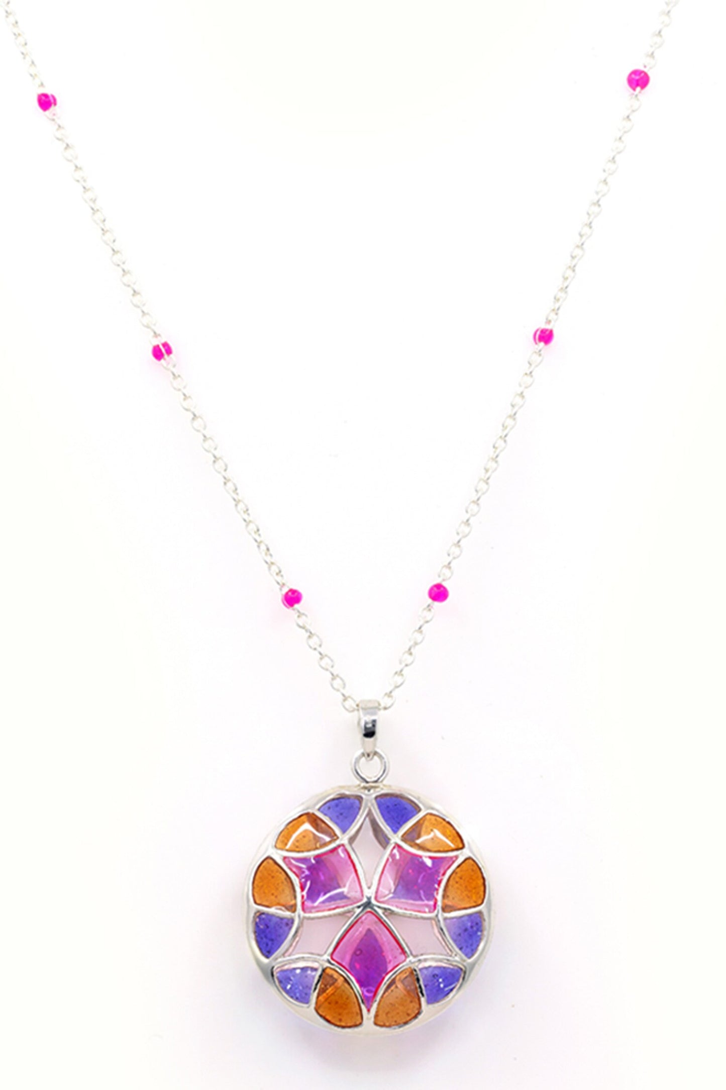 Embellished Pendant Necklace with Enamel 