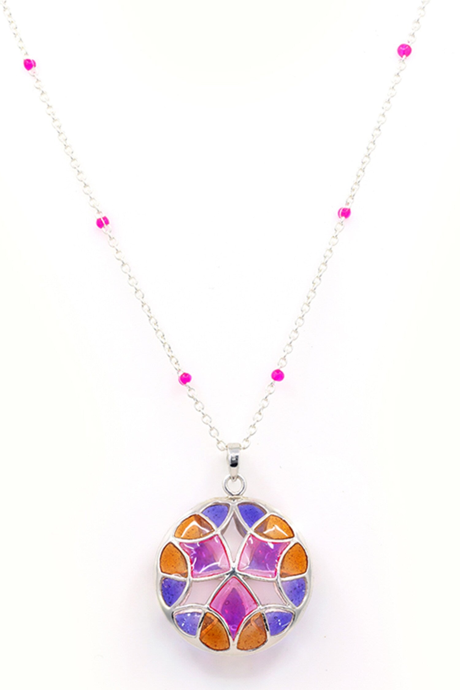 Embellished Pendant Necklace with Enamel 