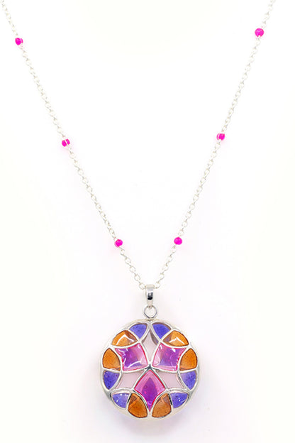 Embellished Pendant Necklace with Enamel 