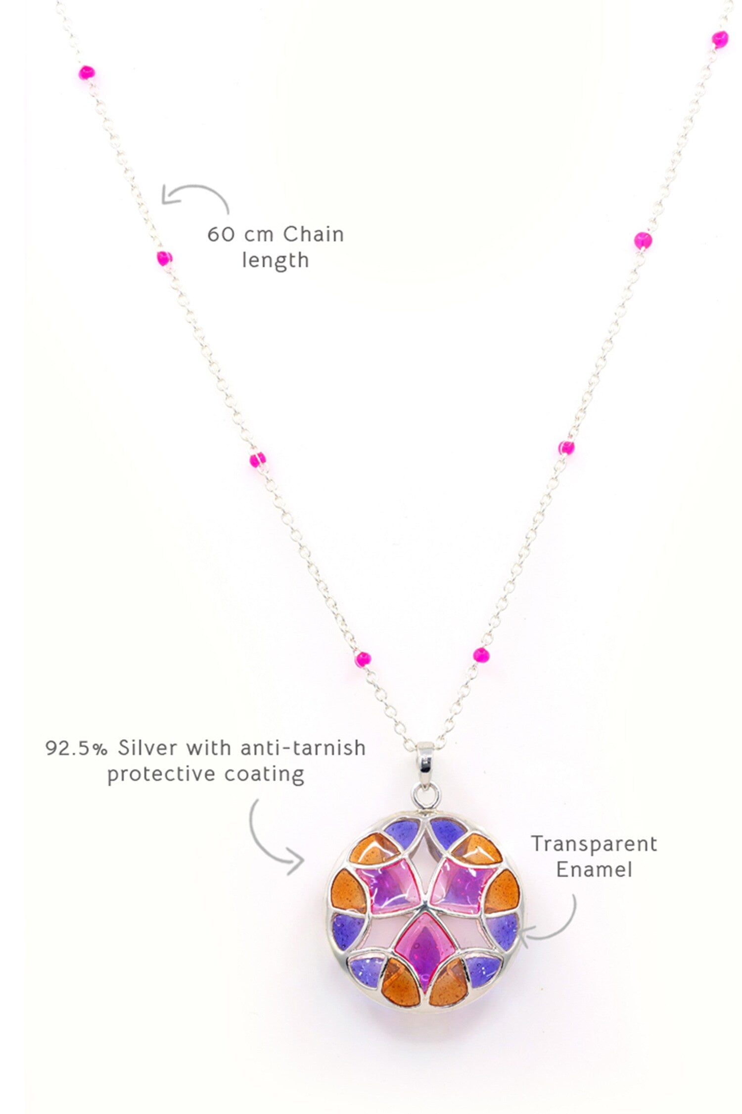 Embellished Pendant Necklace with Enamel 
