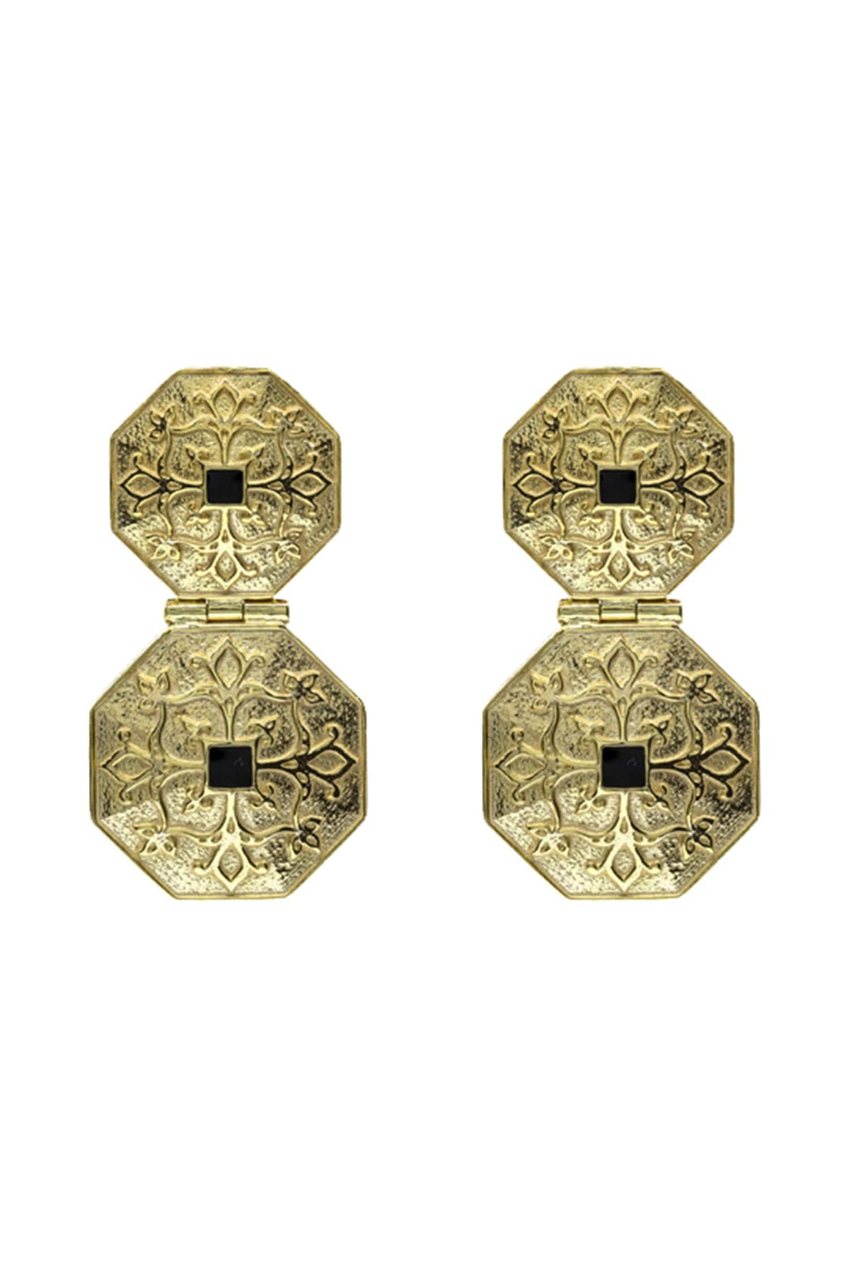 Gold Plated 925 Silver Carved Earrings 