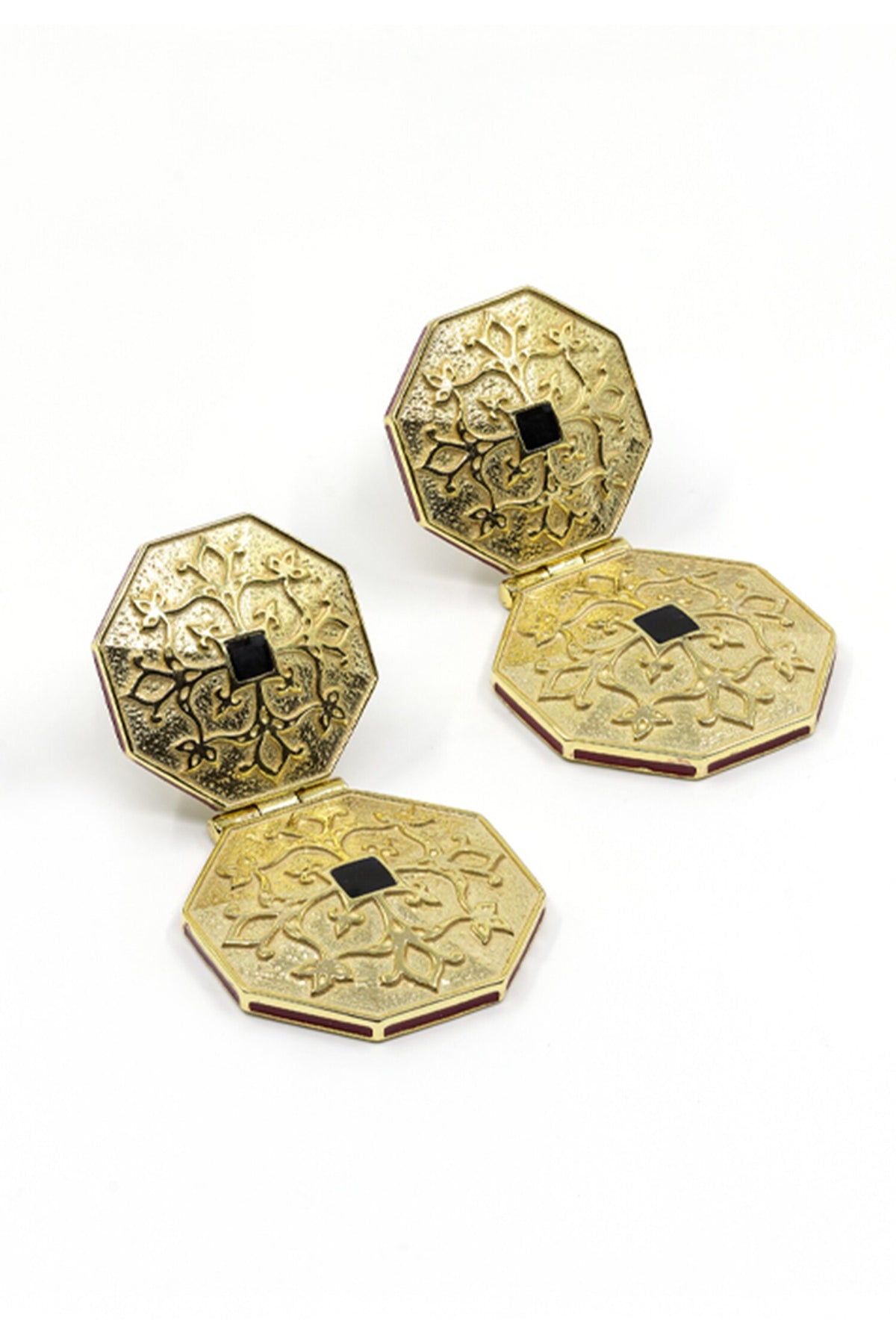 Gold Plated 925 Silver Carved Earrings 