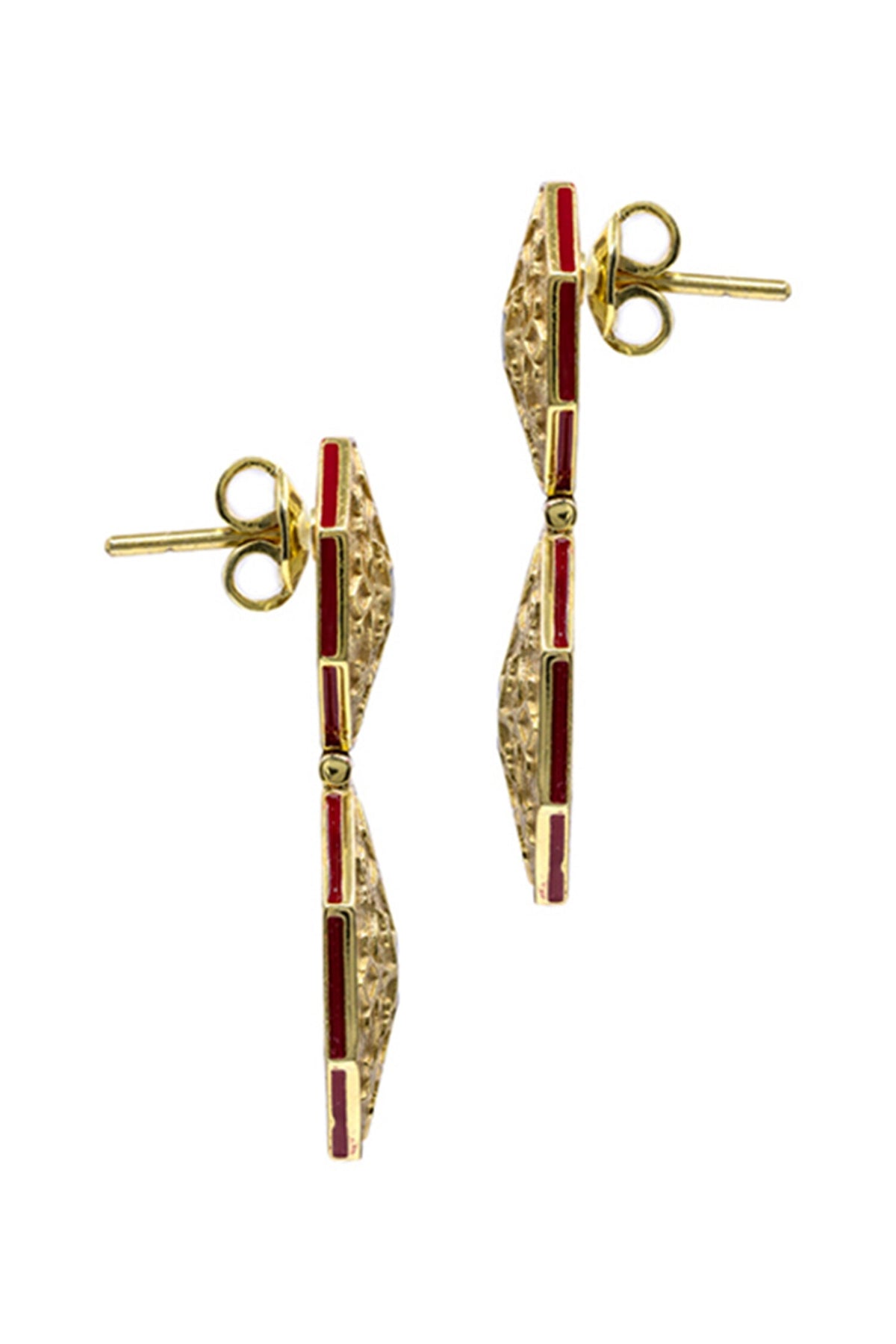 Gold Plated 925 Silver Carved Earrings 