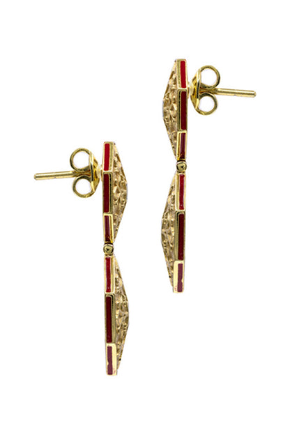Gold Plated 925 Silver Carved Earrings 