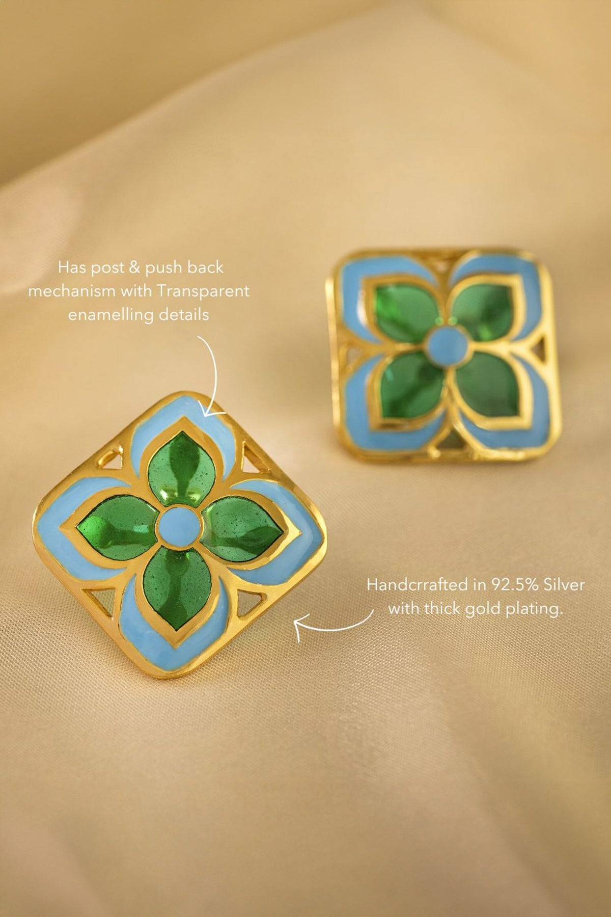 Chameli Enamelled Stud Earrings 