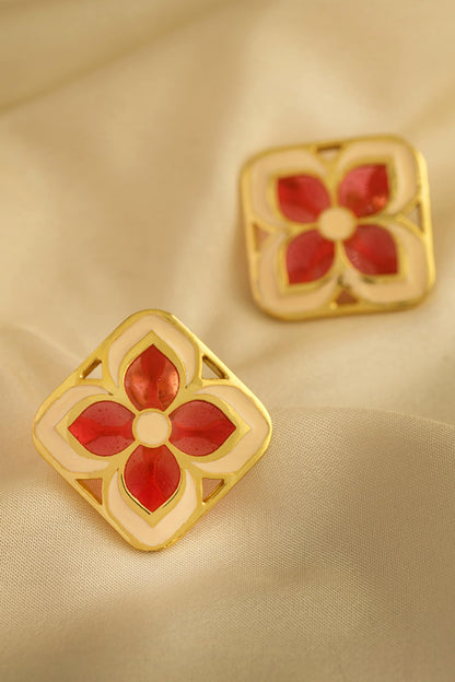 Gold Plated Enamelled Stud Earrings 