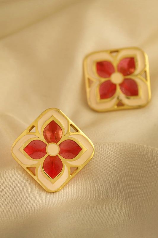 Gold Plated Enamelled Stud Earrings 