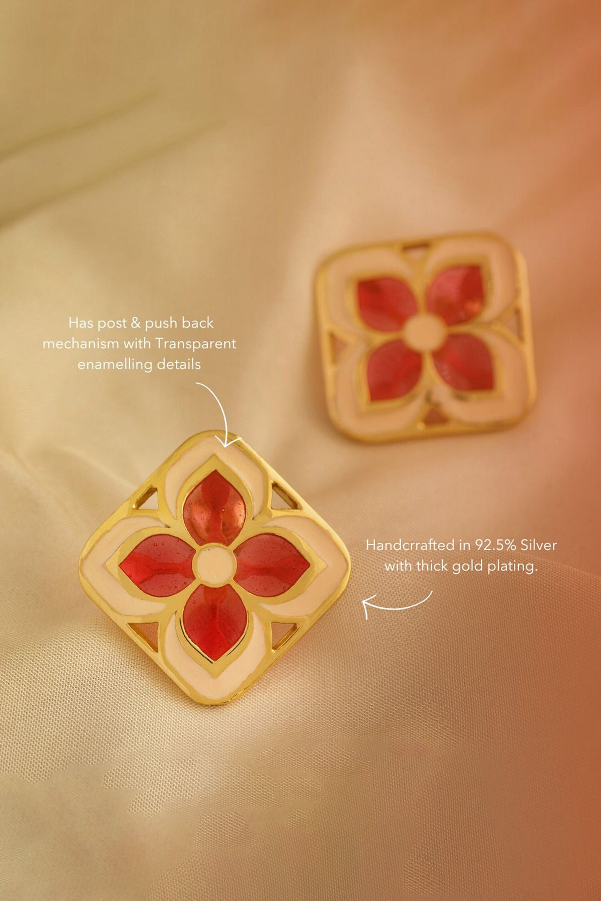 Gold Plated Enamelled Stud Earrings 