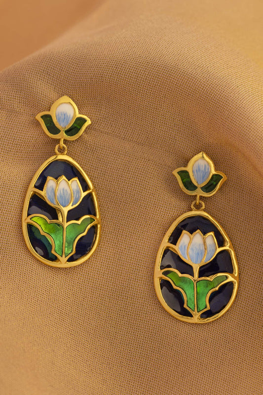 Gold Plated Jalaj Lotus Dangler Earrings 