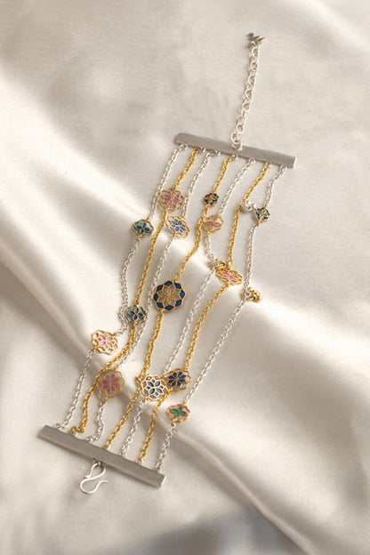 Multi Layered Enamelled Chain Bracelet 