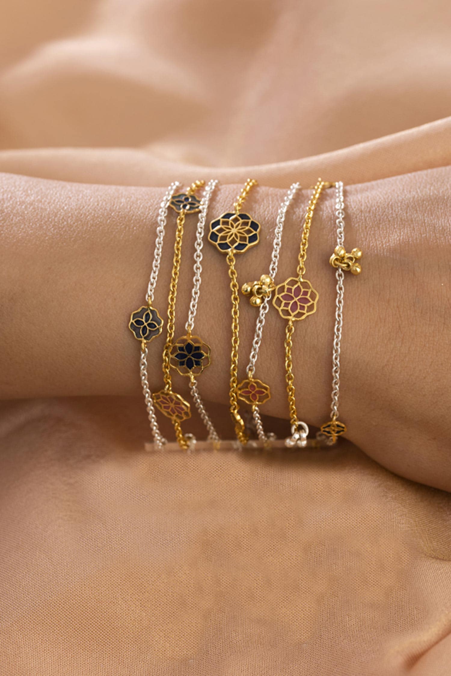 Multi Layered Enamelled Chain Bracelet 