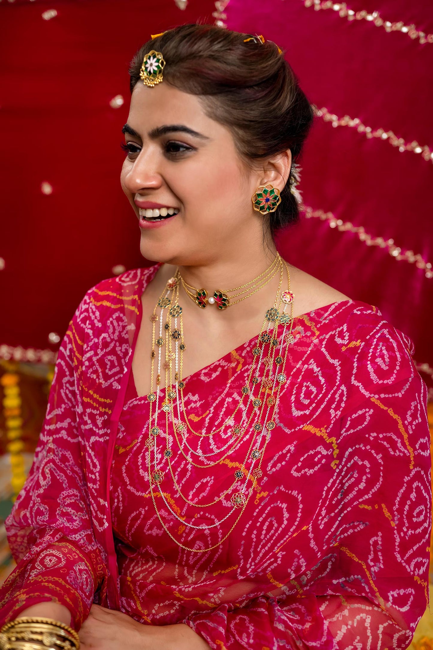 Multi Layered Enamelled Gul Necklace 