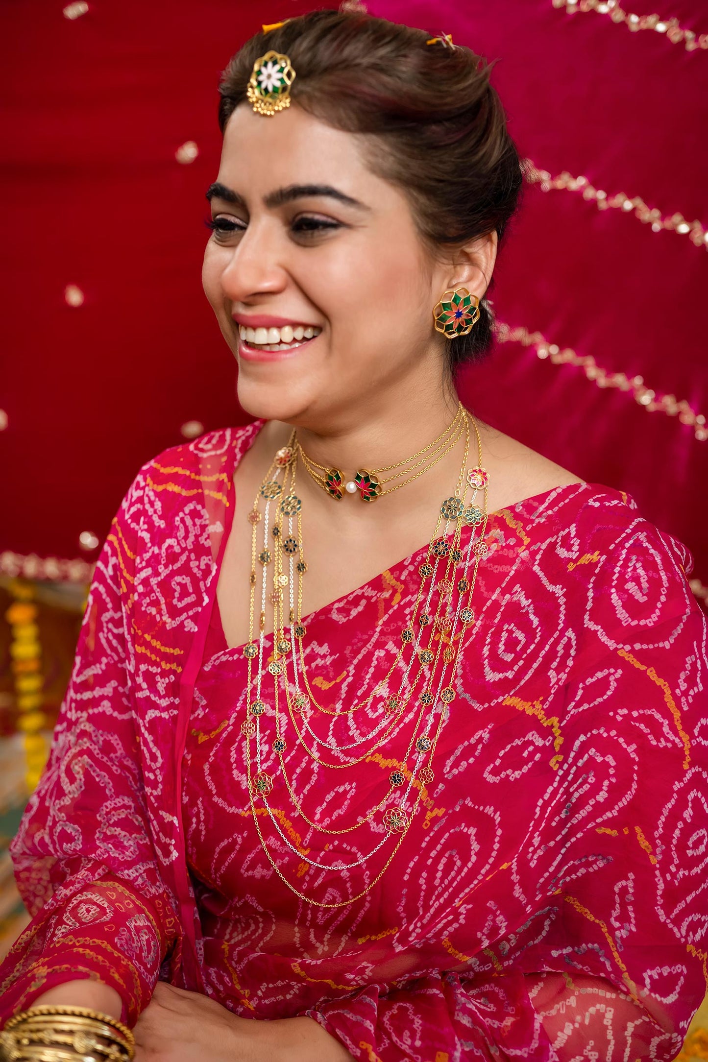 Multi Layered Enamelled Gul Necklace 