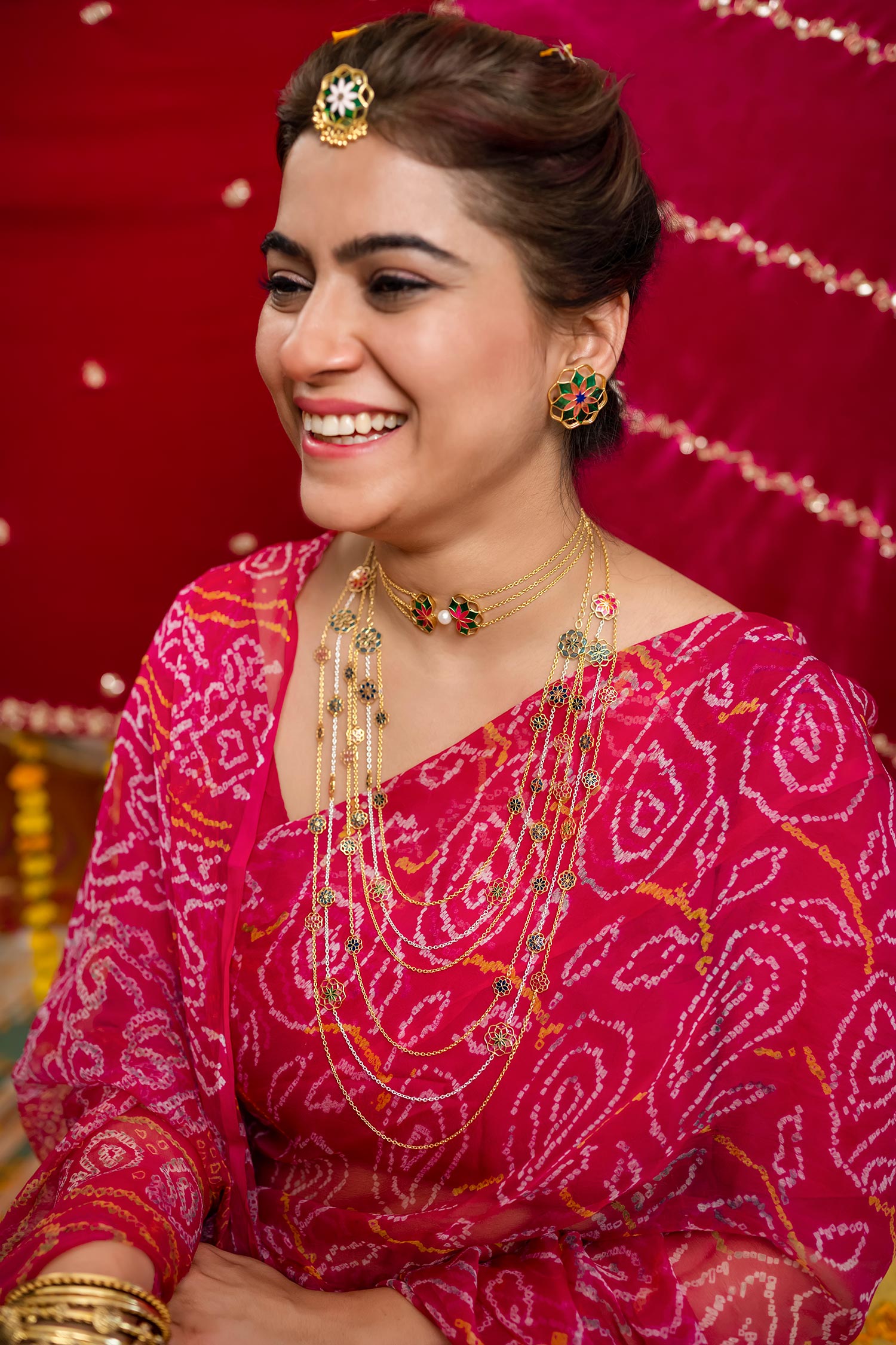 Multi Layered Enamelled Gul Necklace 