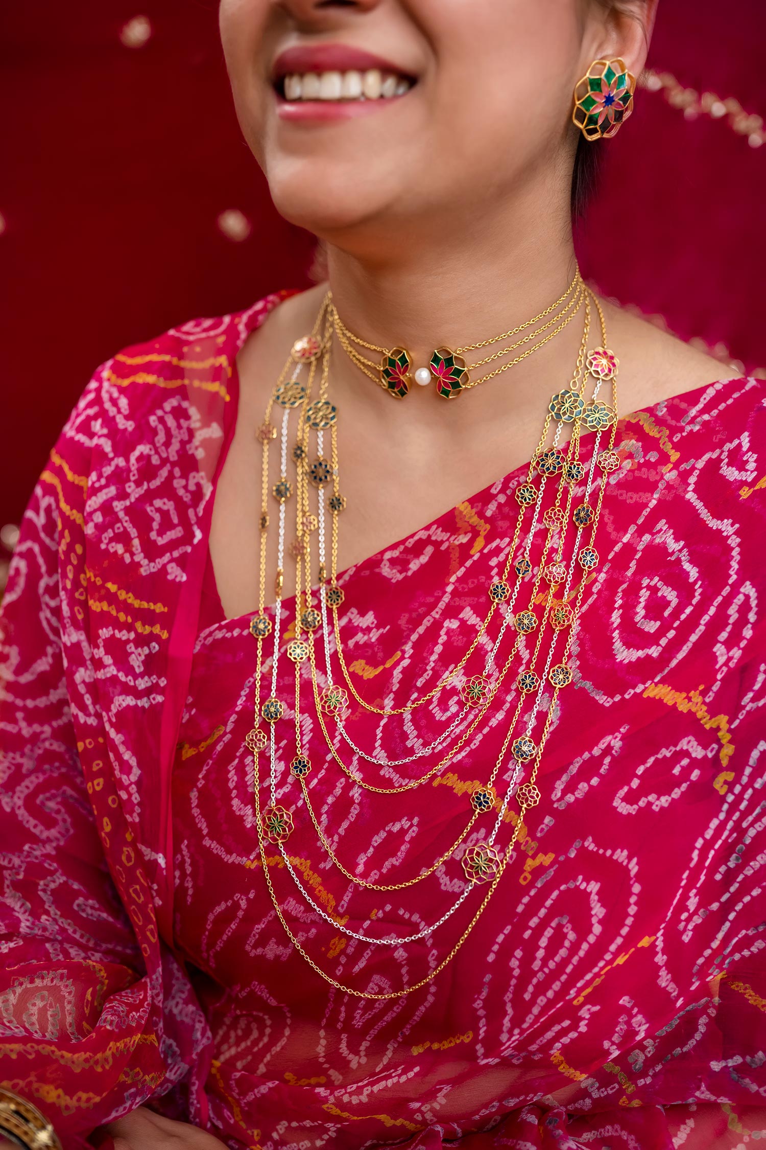 Multi Layered Enamelled Gul Necklace 