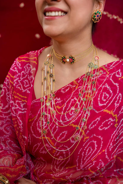 Multi Layered Enamelled Gul Necklace 