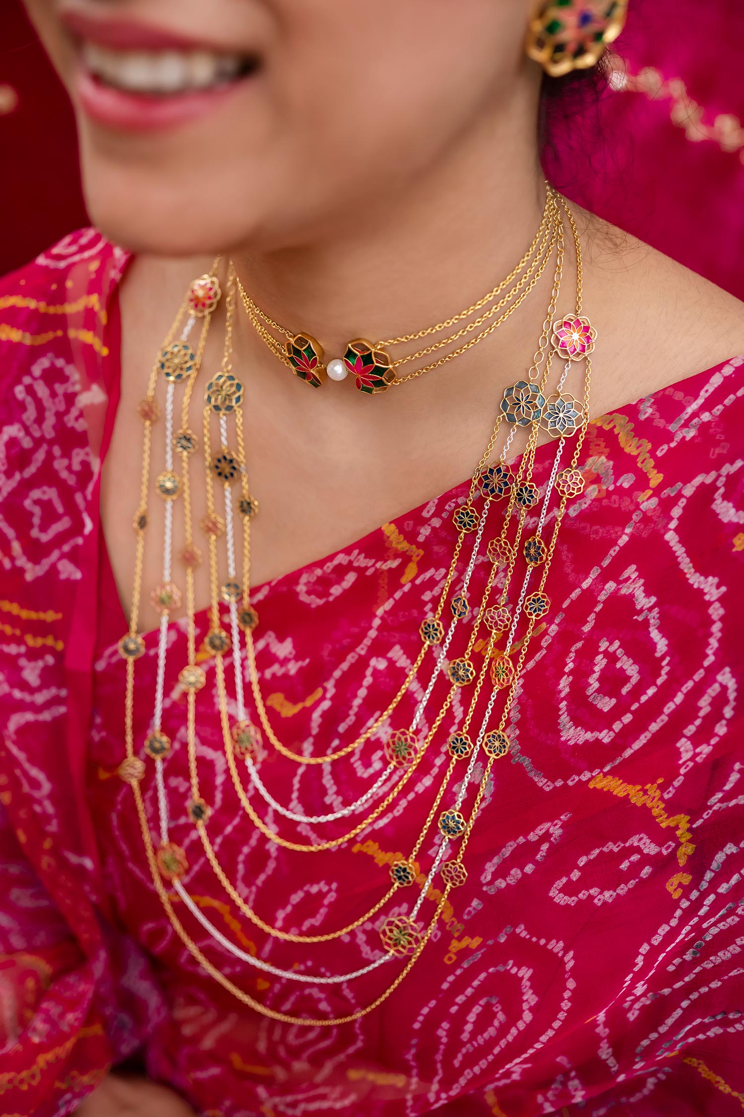 Multi Layered Enamelled Gul Necklace 