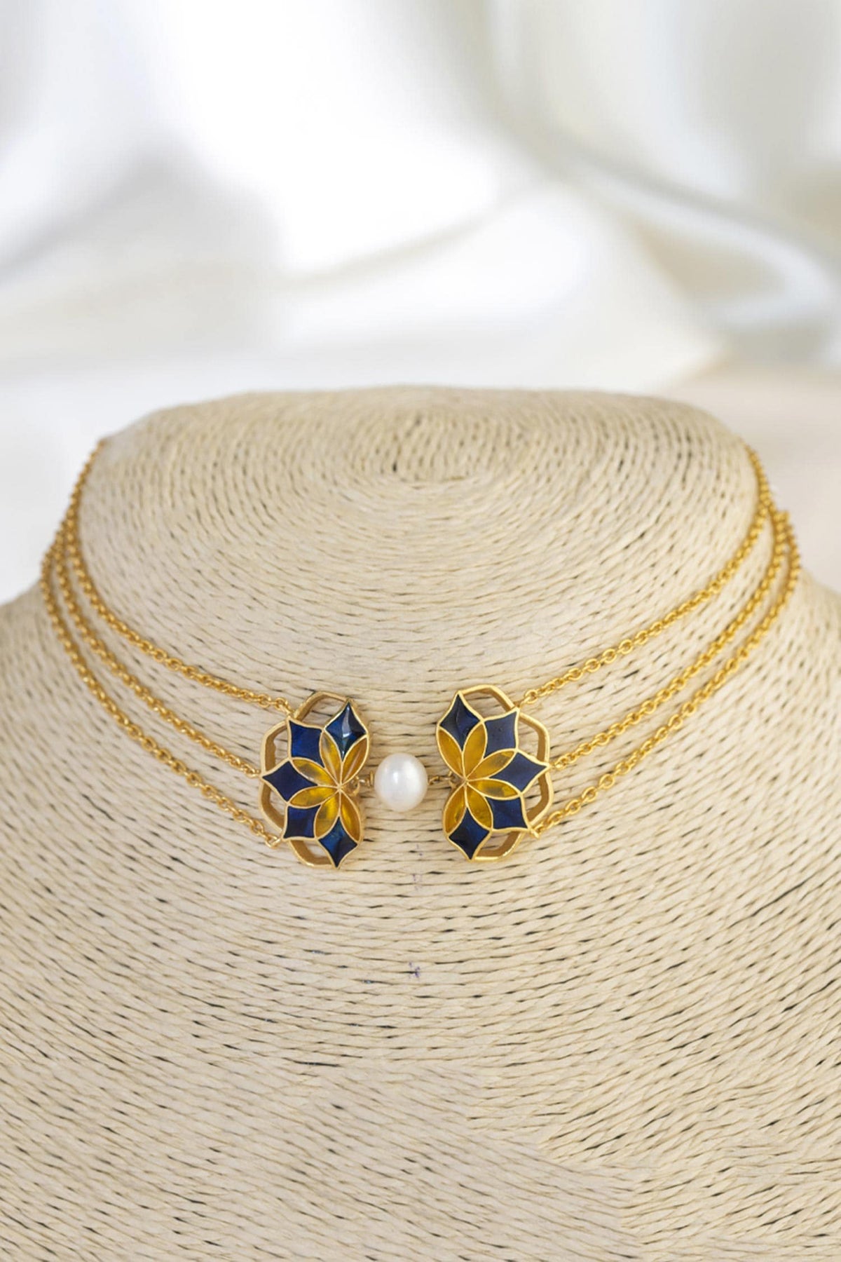 Gold Plated Enamelled Bloom Choker 
