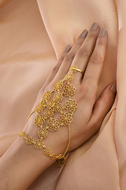 Gold Enamelled Gul Haathphool 