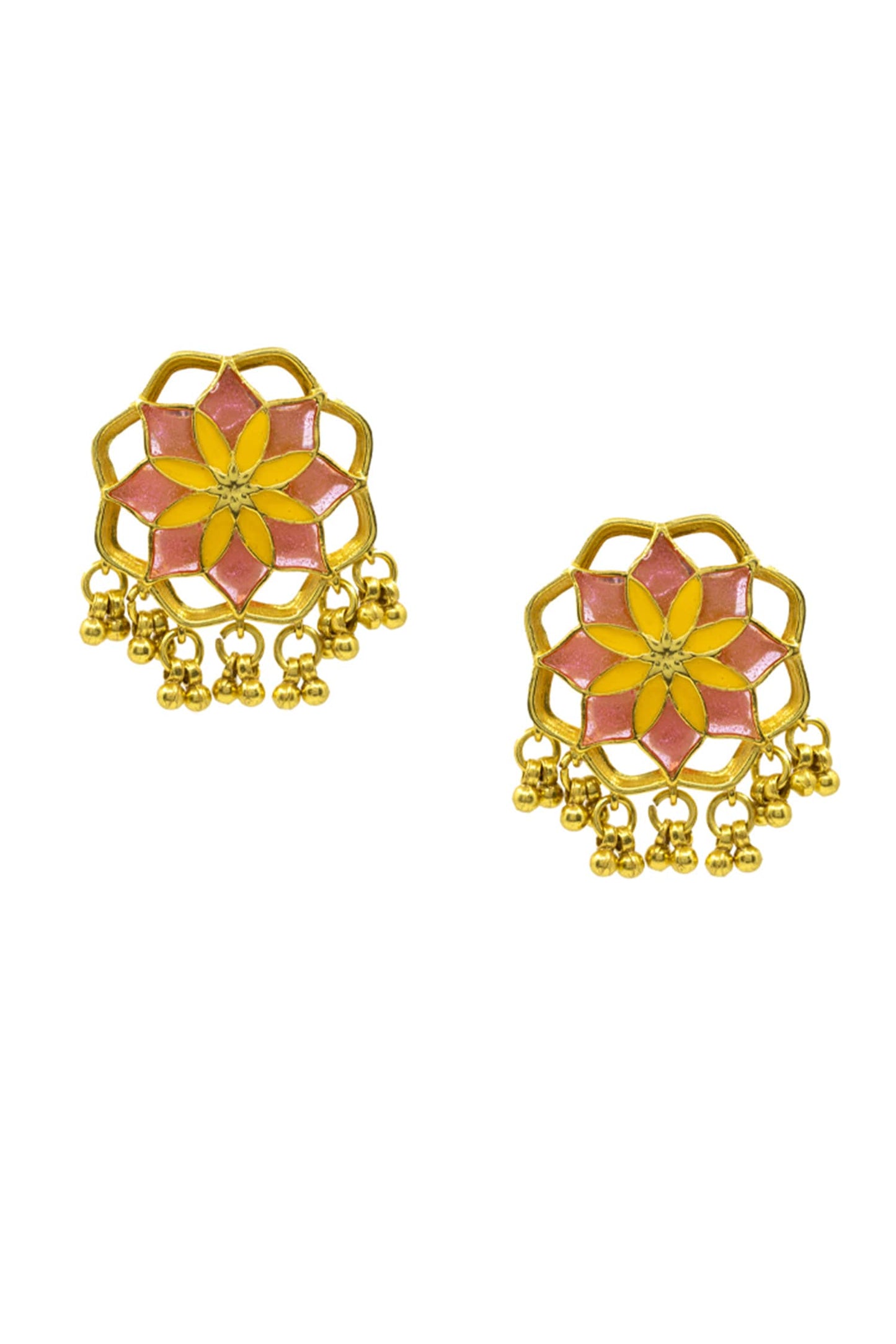 Kumud Blossom Enamelled Stud Earrings 